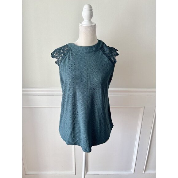 Shein Frenchy Teal Lace Cap Sleeve Top NWT Size L - Picture 1 of 6